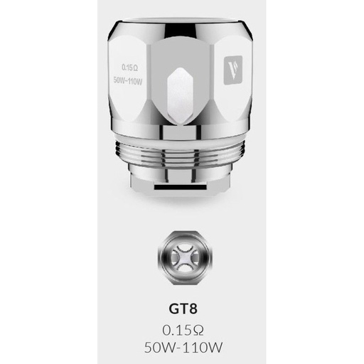 [6943498600175] Coil - GT8 Core 0,15 Ohm (60-110W) - Vaporesso (pack de 3)